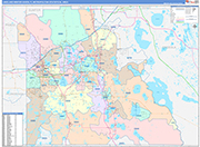Lakeland-Winter Haven Metro Area Wall Map Color Cast Style